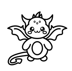 Kawaii baby dragon cartoon outline icon