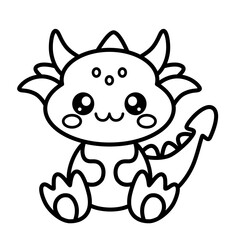Kawaii baby dragon cartoon outline icon
