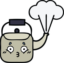 cute cartoon of a steaming kettle