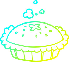 cold gradient line drawing of a hot pie fresh out of the oven