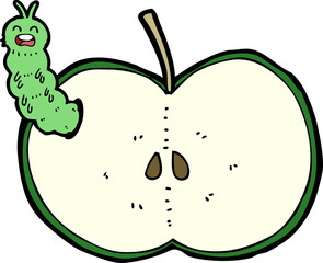 cartoon bug eating apple