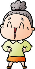 cartoon happy old lady
