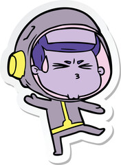 sticker of a cartoon stressed astronaut