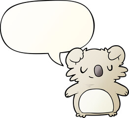 cute cartoon koala with speech bubble in smooth gradient style