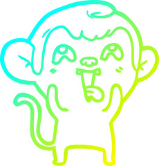 cold gradient line drawing of a crazy cartoon monkey