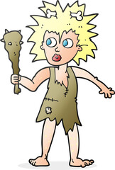 freehand drawn cartoon cave woman