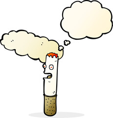 cartoon cigarette with thought bubble