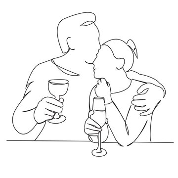couple in love drinking alcohol