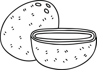 line drawing quirky cartoon coconut