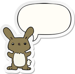 cute cartoon rabbit with speech bubble sticker