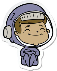 sticker of a happy cartoon astronaut