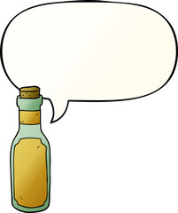 cartoon potion bottle with speech bubble in smooth gradient style