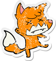 distressed sticker of a cartoon dead fox