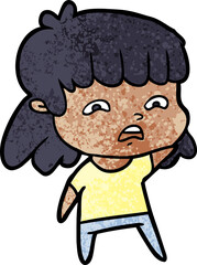cartoon worried woman