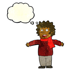 cartoon surprised man with thought bubble