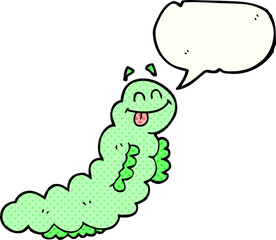 freehand drawn comic book speech bubble cartoon caterpillar