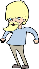 cartoon bearded man shrugging shoulders