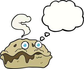 freehand drawn thought bubble cartoon hot pie