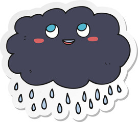 sticker of a cartoon raincloud