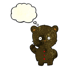 cartoon black bear cub with thought bubble
