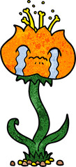 cartoon flower crying