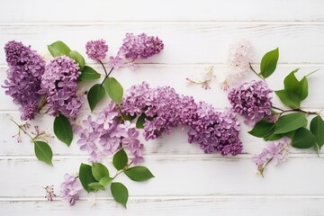 lilac flowers on white background,ai generative