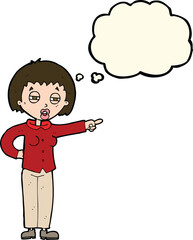 cartoon woman telling off with thought bubble