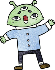 cartoon doodle alien space man