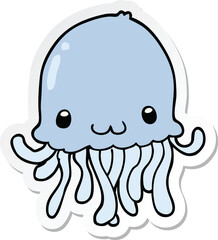 sticker of a cartoon jellyfish