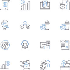Reputation management line icons collection. Reputation, Branding, Perception, Trust, Credibility, Image, Online vector and linear illustration. Review,Feedback,Social outline signs set