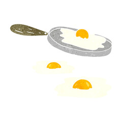 freehand drawn retro cartoon fried eggs