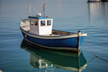  old fishing boats in the harbor of island, ai generative