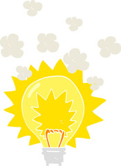 flat color illustration of light bulb shining