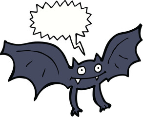 cartoon vampire bat with speech bubble