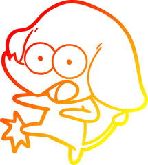 warm gradient line drawing of a cute cartoon elephant