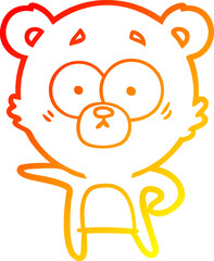 warm gradient line drawing of a surprised polar bear cartoon