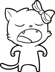 cartoon yawning cat