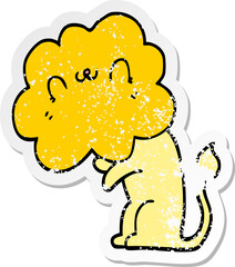 distressed sticker of a cartoon lion