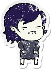 distressed sticker of a cartoon undead vampire girl