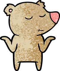 happy cartoon bear shrugging shoulders
