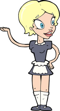cartoon woman in maid costume