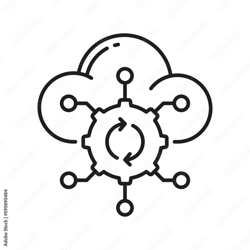 Poster rpa cloud storage isolated outline icon. vector robotic process automation, artificial intelligence 