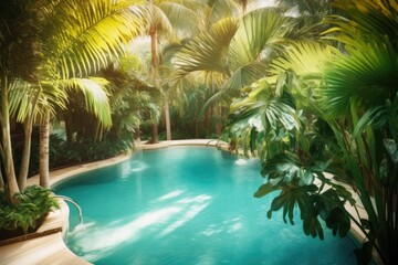 Fototapeta na wymiar pool in tropical resort, ai generative