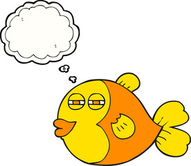 freehand drawn thought bubble cartoon fish