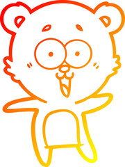 warm gradient line drawing of a laughing teddy  bear cartoon