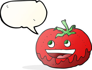 freehand drawn speech bubble cartoon tomato