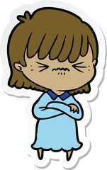 sticker of a annoyed cartoon girl