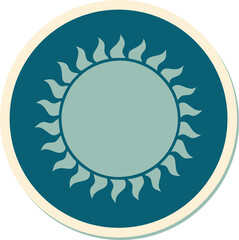 sticker of tattoo in traditional style of a sun