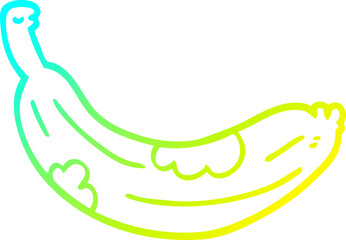Naklejka premium cold gradient line drawing of a cartoon rotten banana