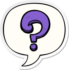 cartoon question mark with speech bubble sticker
